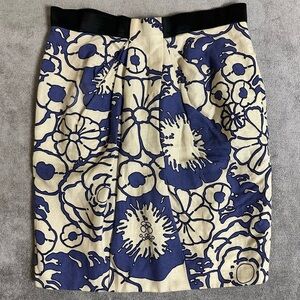 3.1 PHILLIP LIM Blue and White Floral Linen Skirt Size 6